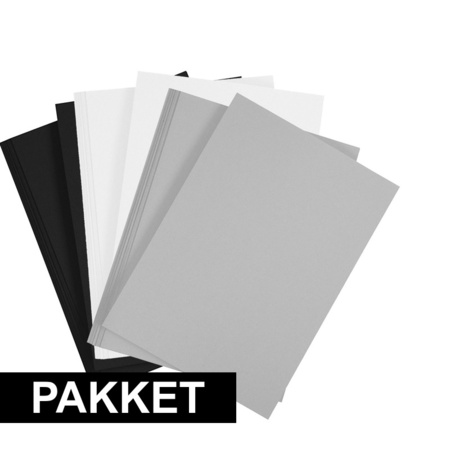 6x A4 hobby cardboard black/white/grey