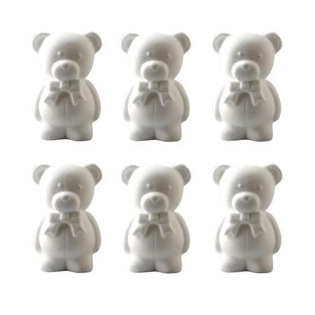 6x Hobby/DIY styrofoam bears with ribbon 20 cm 