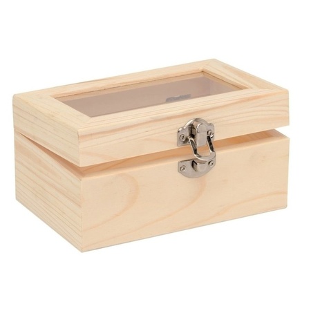 6x Plain wooden box with glass 15 cm