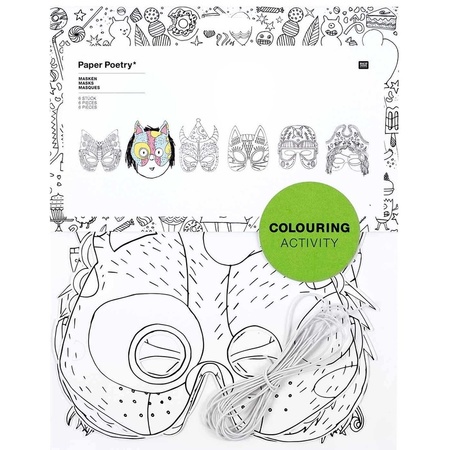 6x Craft paper masks to color incl. markers