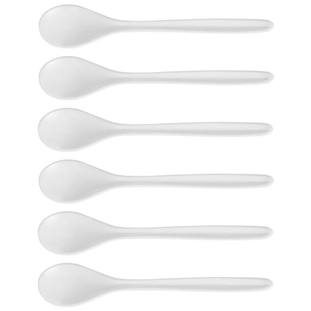 6x Coffee/tea spoons white plastic 13 cm