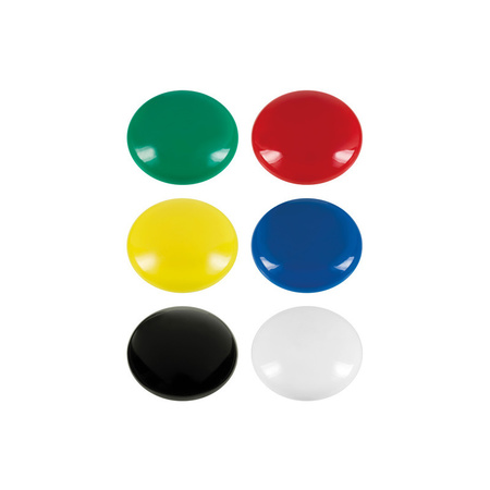 6x Round fridge/whiteboard magnets 25 mm coloured