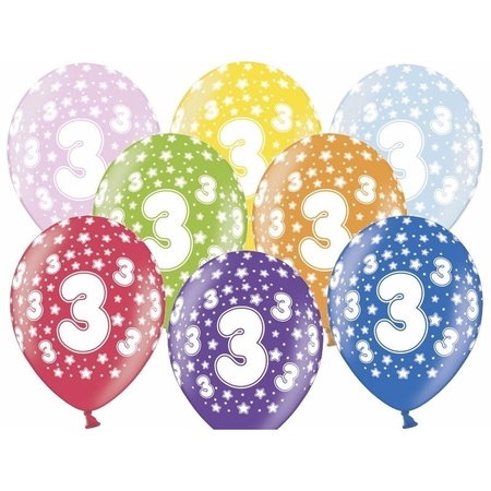 6x stuks Sterretjes ballonnen 3e verjaardag thema