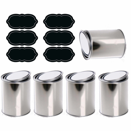 6x pieces paint cans with writable labels