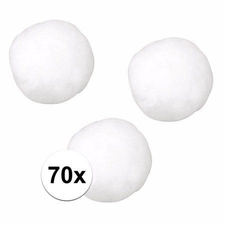 70x craft pompoms 7 mm white