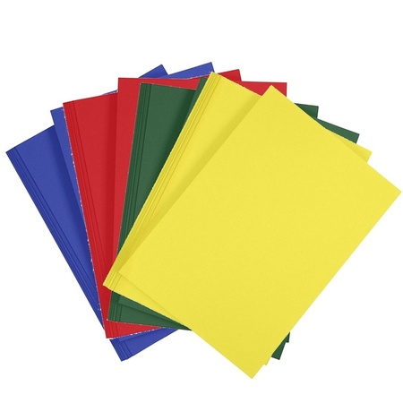 8 stuks A4 hobby karton in 4 kleuren blauw/rood/donkergroen/geel