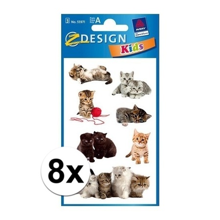 8x3 Vellen met kitten stickers