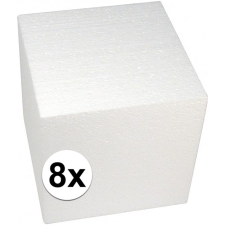8x Piepschuim figuren kubussen 20 cm