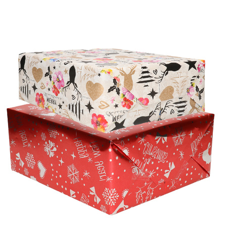 8x Roll Christmas wrapping paper 250 x 70 cm