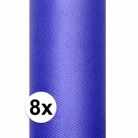 8x Rollen tule stof blauw 15 cm breed
