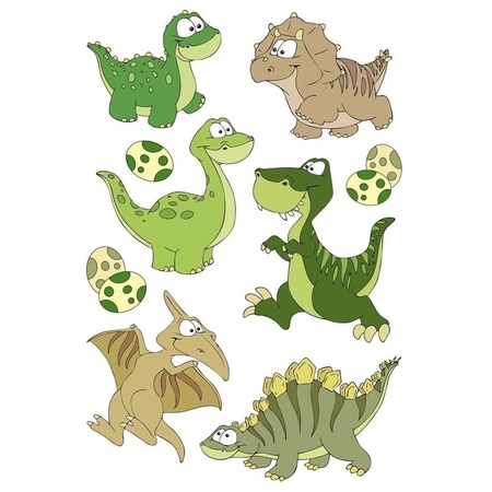 9x Dinosaurussen met wiebeloogjes stickertjes voor kinderen