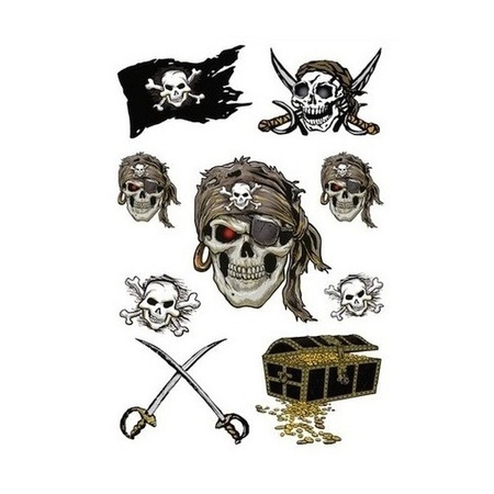 9x Piraten stickertjes met glitters