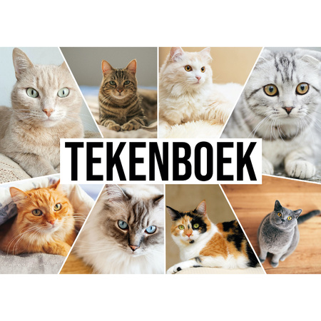 A4 katten waaier schetsboek/ tekenboek/ kleurboek/ schetsblok wit papier 