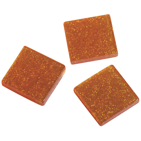 Oranje glitter mozaiek steentjes in doosje