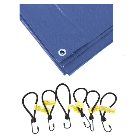Blue tarps 2 x 3 meters with 12x elastic hook cords