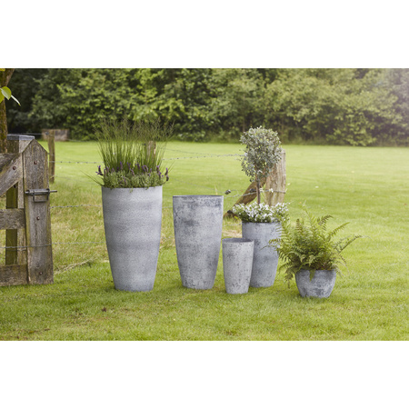 Bloempot/plantenpot vaas van gerecycled kunststof betongrijs D29 en H50 cm