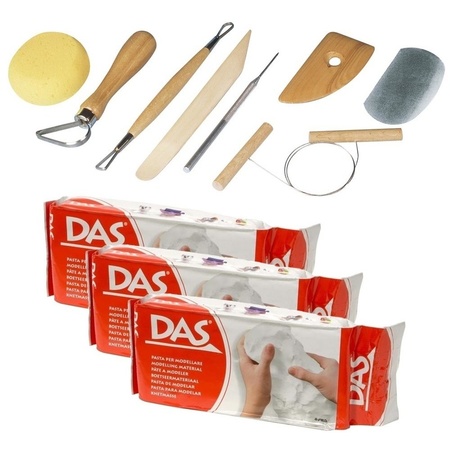 Modeling tools 8 pieces with 3 packs of clay