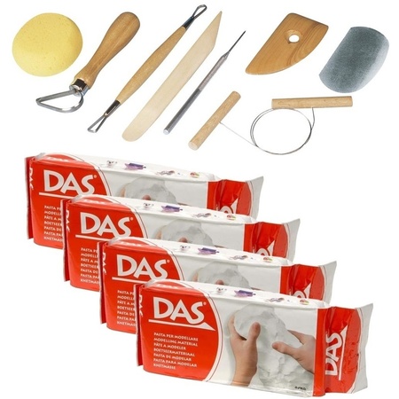 Modeling tools 8 pieces with 4 packs of clay