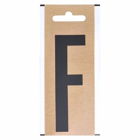 Boot sticker letter F zwart 10 cm