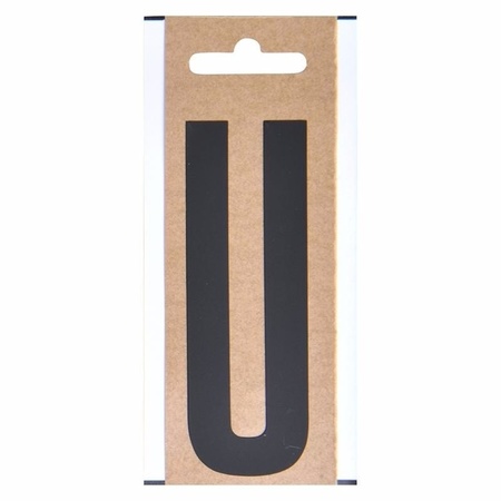 Boot sticker letter U zwart 10 cm