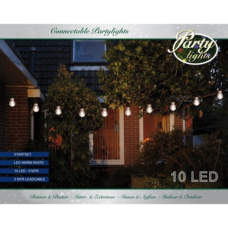 Feest tuinverlichting snoer 10 meter warm witte LED verlichting