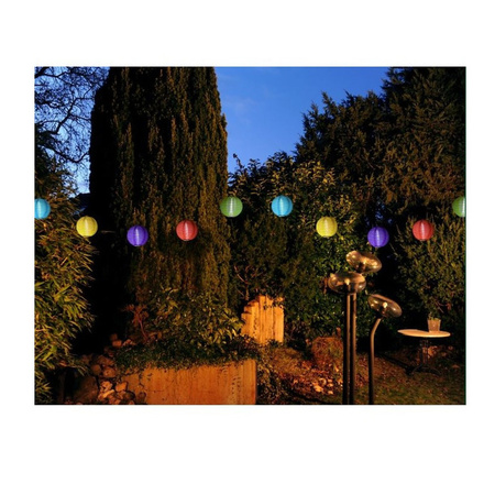 Feest tuinverlichting snoer 2,5 meter gekleurde lampion/lantaarn LED verlichting op zonne-energie