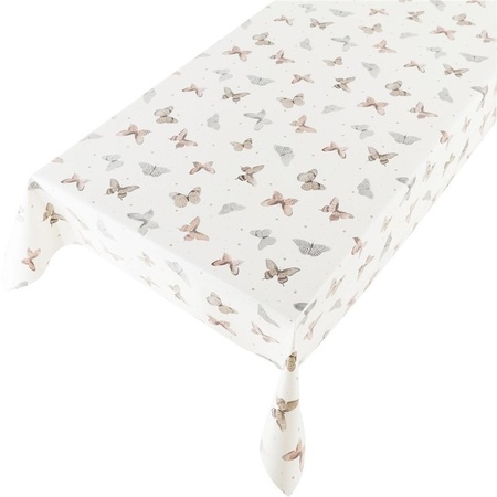 Tablecloth white butterfly print 140 x 245 cm with 4 clamps