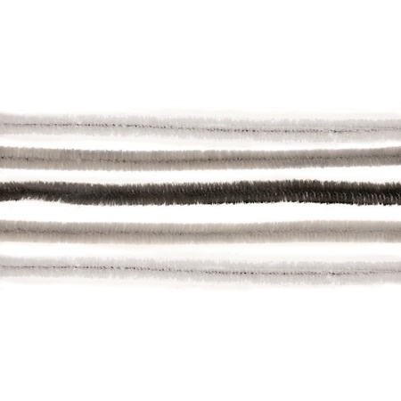 Chenilledraad - 10x - wit/grijs/zwart - 50 cm - hobby/knutsel materialen