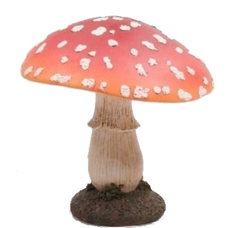Decoratie paddenstoelen setje met 4x gewone paddenstoelen vliegenzwammen