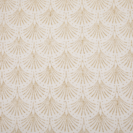 Diner tafelloper - wit - met gouden palmbladeren - 28 x 300 cm