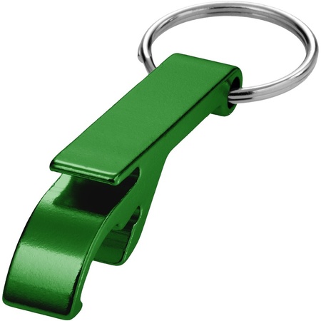 Set of 10x bottle openers keychains green and red 6 cm