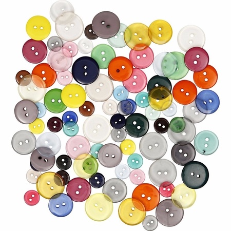 Hobby knopen rond 200 stuks in diverse kleuren