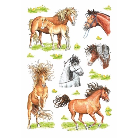 Dieren stickers paarden getekend 3 stuks