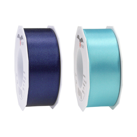 Satin presents ribbon - 2 blue colours - 25m x 4 cm
