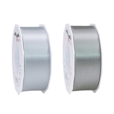 Satin presents ribbon - 2 grey colours - 25m x 4 cm