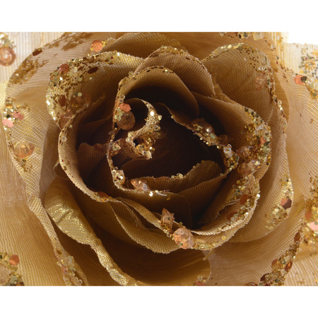 Gouden kerstboom versiering roos 14 cm
