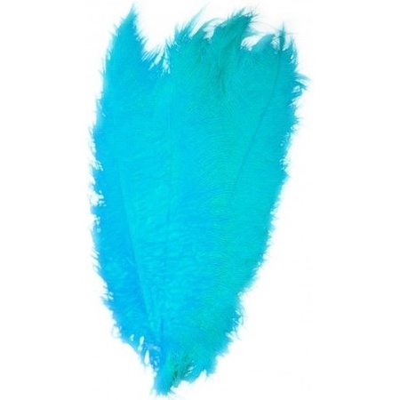 Turquoise blauwe decoratieveren/vogelveren 50 cm