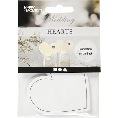 Heart shape cards white 10x pieces