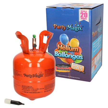 20x Helium balloons black/orange 27 cm + helium tank/cilinder
