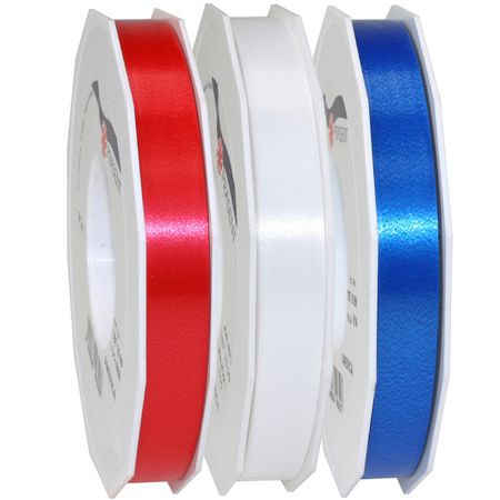 Hobby/decoration ribbons red/white/blue 1,5 cm x 91 meters