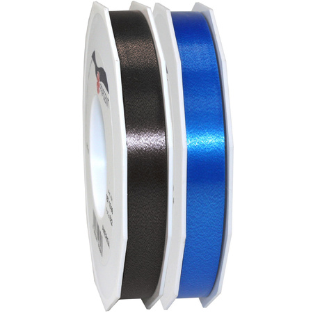 Hobby/decoration ribbons black and blue 1,5 cm x 91 meters