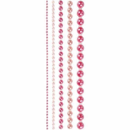 Decoratieve roze parel stickers 140 stuks