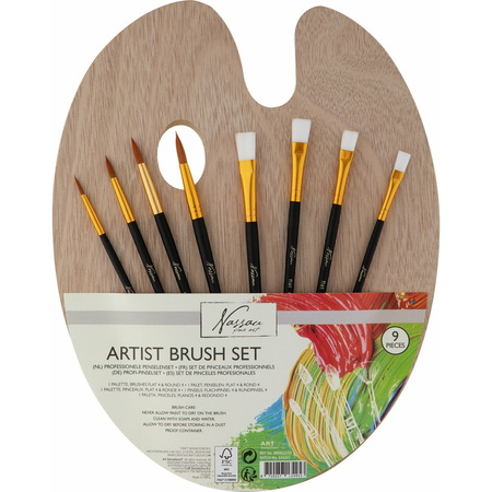 Hobby painting set acrylic paint and 8x brushes with canvas 40 x 30 cm