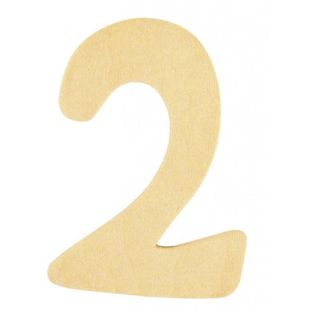 Wooden number 2 of 6 cm