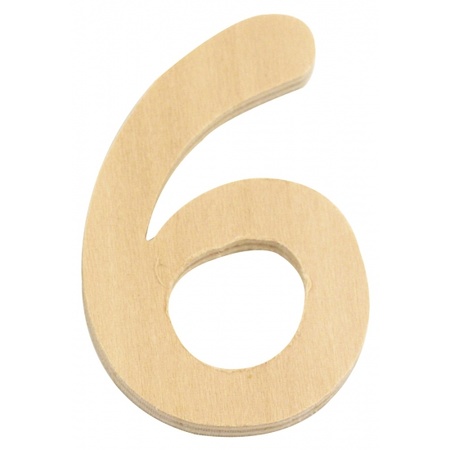 Wooden number 6 of 6 cm