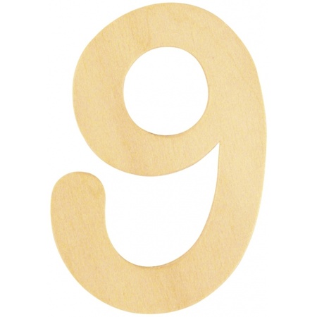 Wooden number 9 of 6 cm