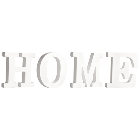 Houten deco hobby letters - 4x losse witte letters om het woord HOME te maken