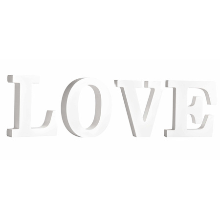 Houten deco hobby letters - 4x losse witte letters om het woord LOVE te maken