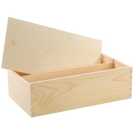 50x Wooden packing case/gift box 35,5 x 20 x 10,8 cm / wood woll