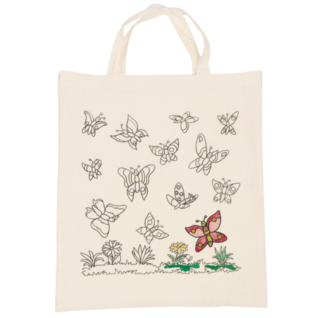 Cotton bag with butterfly motif 38 x 42 cm